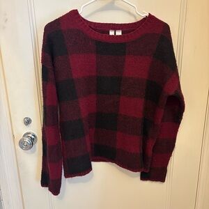 Plaid Red and Black Women's Sweater
